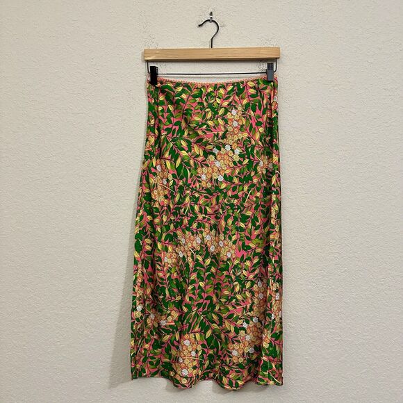 NWT FLORA BEA NYC Salim Skirt A-Line Midi in Pink West Indies - Picture 4 of 8
